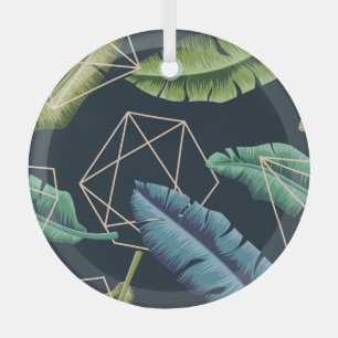 Adorno De Cristal Hojas Abstractas: Línea Polígona Sin Margen.