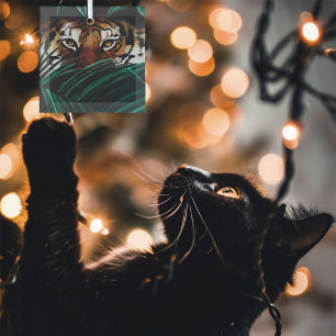 Adorno De Cristal Hojas de la selva verde tigre