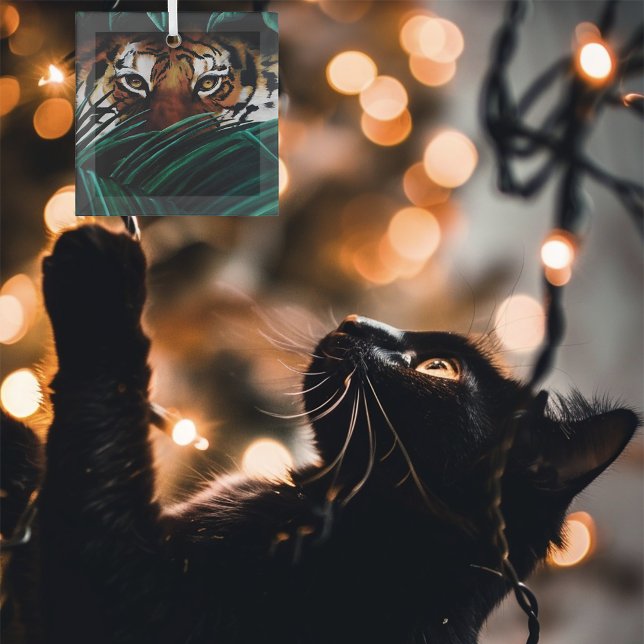 Adorno De Cristal Hojas de la selva verde tigre (Subido por el creador)