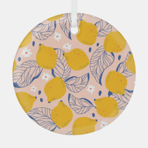 Adorno De Cristal Hojas de limón: sin foco rosado.