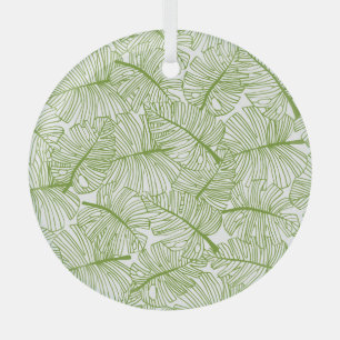 Adorno De Cristal Hojas de monstera, diseño floral sin fisuras.