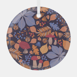 Adorno De Cristal Hojas de otoño, Ilustracion de champiñones vintage