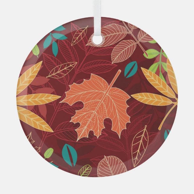 Adorno De Cristal Hojas de Otoño: Patrón de la Naturaleza sin Mar (Anverso)