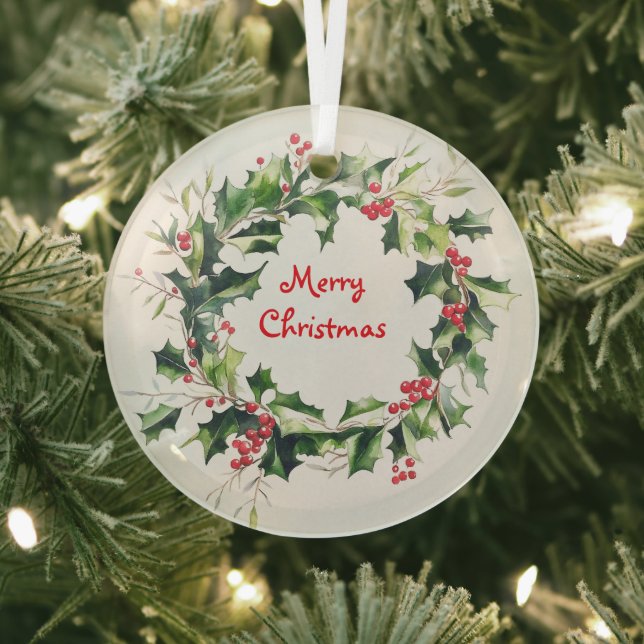 Adorno De Cristal Hojas huecas y bayas (in situ)