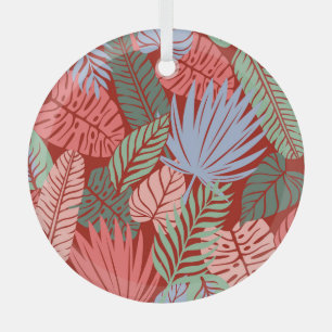 Adorno De Cristal Hojas tropicales de Doodle: Oscuras manos dibujada