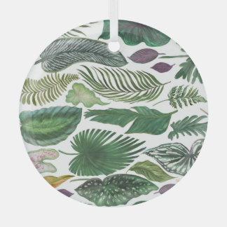 Adorno De Cristal Hojas tropicales: fondo transparente de acuarela