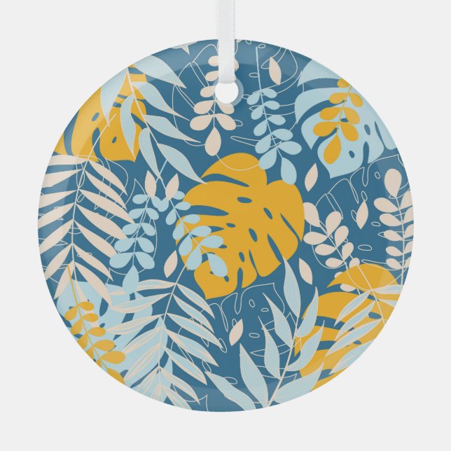 Adorno De Cristal Hojas tropicales: jungla abstracta (Anverso)