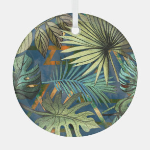 Adorno De Cristal Hojas tropicales, patrón de formas geométricas