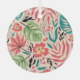 Adorno De Cristal Hojas y flores tropicales: Fusión vintage