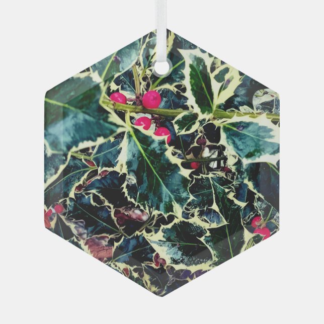 Adorno De Cristal Holly, con borde de crema (Anverso)