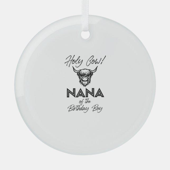 Adorno De Cristal Holly Cow Nana de Birthday Boy Highland Cow 1s (Anverso)