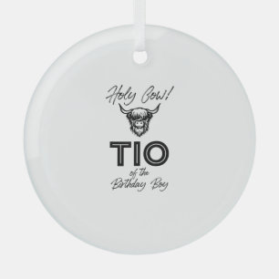 Adorno De Cristal Holly Cow Tio Del Niño De Cumpleaños Highland Cow