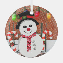 Adorno De Cristal Holly Jolly Snowman