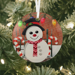 Adorno De Cristal Holly Jolly Snowman