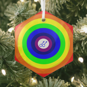 Adorno De Cristal Hombres gay rodean el arcoiris