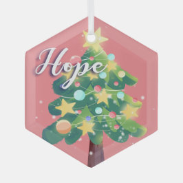 Adorno De Cristal Hope Carton Christmas Tree Pink