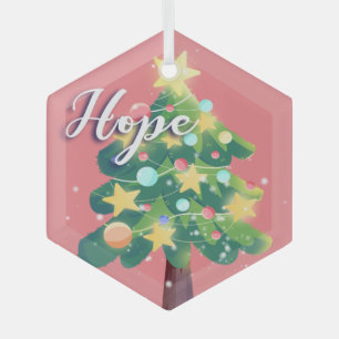 Adorno De Cristal Hope Carton Christmas Tree Pink