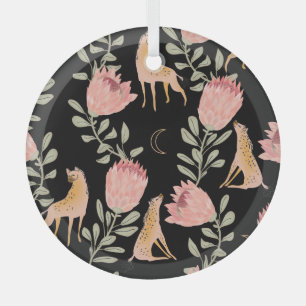 Adorno De Cristal Hyena y Protea: fondo negro sin problemas