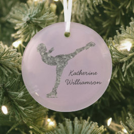 Adorno De Cristal Ice Skymer plateado de patinaje artístico sobre hi