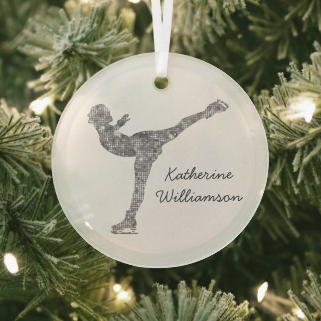 Adorno De Cristal Ice Skymer plateado de patinaje artístico sobre hi (in situ)