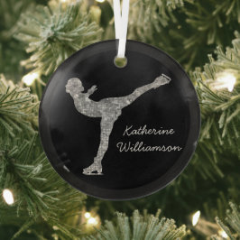 Adorno De Cristal Ice Skymer plateado de patinaje artístico sobre hi