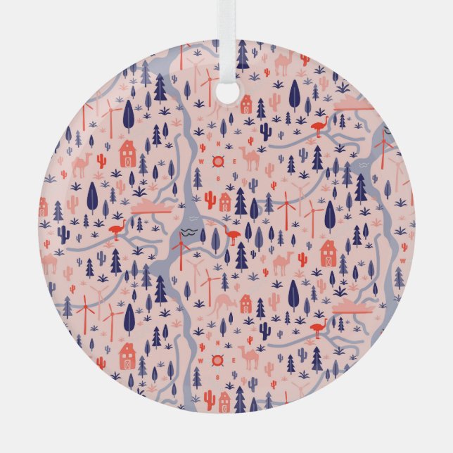 Adorno De Cristal Iconos australianos, patrón decorativo impecable. (Anverso)