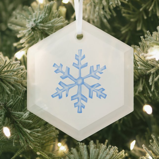 Adorno De Cristal Icy Blue Snowflake - Winter Hexagon (in situ)