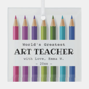 Adorno De Cristal Ideas de regalo de profesor de arte, lápices perso