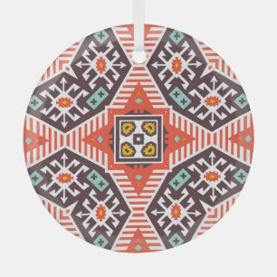 Adorno De Cristal Ikat Aztec: Textura de rayas étnicas