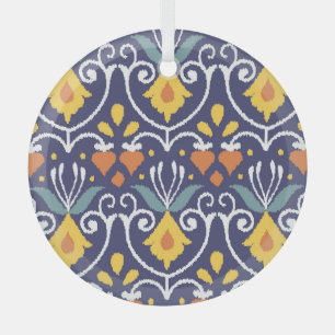 Adorno De Cristal Ikat casero: Tejido de Boho étnico