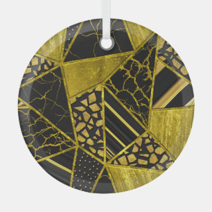 Adorno De Cristal Ilusión de textura del triángulo negro dorado