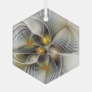 Adorno De Cristal Ilusión óptica Resumen 3D Fractal con profundidad