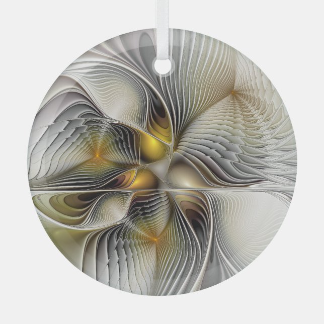 Adorno De Cristal Ilusión óptica Resumen 3D Fractal con profundidad (Anverso)