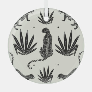 Adorno De Cristal Ilustracion Cheetah minimalista Vintage