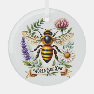 Adorno De Cristal Ilustración del Día Mundial de las Abejas con abej