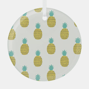 Adorno De Cristal Ilustracion Divertido Vintage Pineapple Seamless.