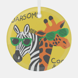 Adorno De Cristal Ilustracion Personalizado Guay Zebra Giraffe