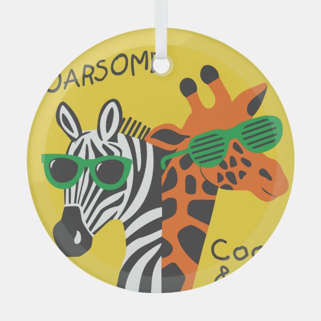 Adorno De Cristal Ilustracion Personalizado Guay Zebra Giraffe (Anverso)
