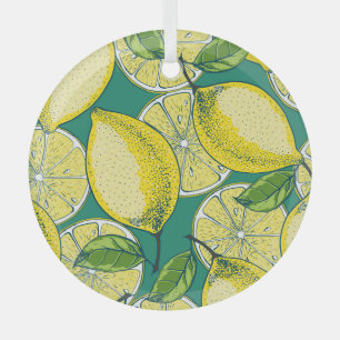 Adorno De Cristal Ilustracion sin soldadura Lemon Fruit Vintage