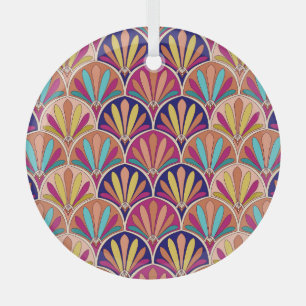 Adorno De Cristal Ilustracion textil tradicional indio