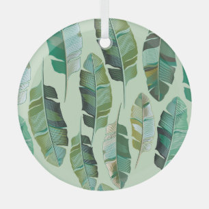 Adorno De Cristal Ilustracion tropical de plantas bananeras de moda