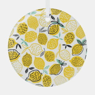 Adorno De Cristal Ilustracion Vintage de diseño de verano de limón