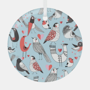 Adorno De Cristal Ilustraciones de pájaros divertidos, gráficos sin