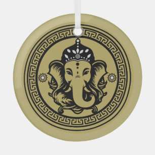 Adorno De Cristal Impresión de arte hindú con tema de Ganesha