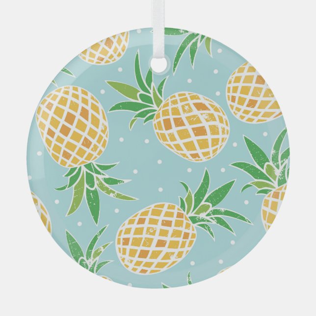 Adorno De Cristal Impresión tropical de patrón de piña sin soldadura (Anverso)