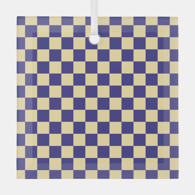 Adorno De Cristal Indigo and butter checkerboard pattern (Anverso)