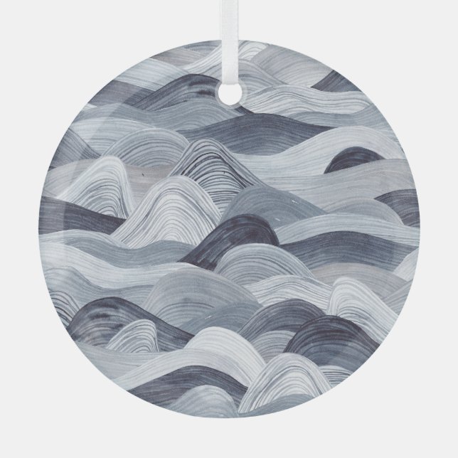 Adorno De Cristal Indigo Watercolor Wave Seamless (Anverso)