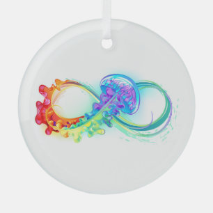 Adorno De Cristal Infinidad con las medusas del arcoiris