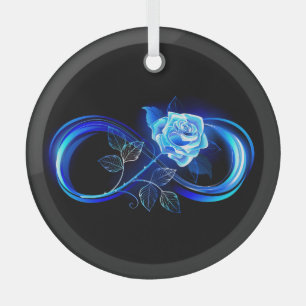 Adorno De Cristal Infinito brillante con rosa azul