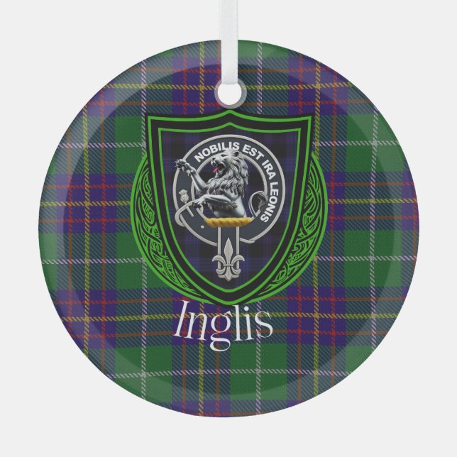 Adorno De Cristal Inglis Scottish Clan Tartan & Crest (Anverso)